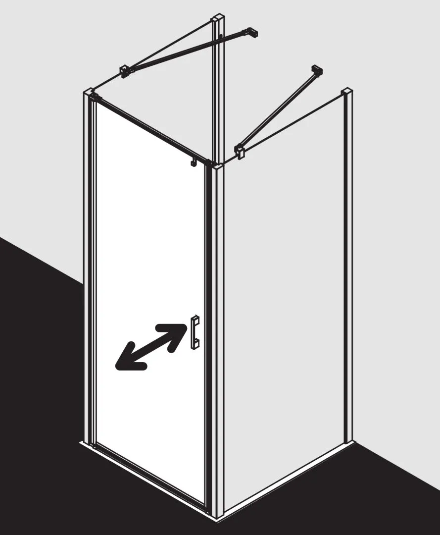 Kermi Duschtür Pendeltür 1-flügelig links für Nische und Ecke „LIGA“ 185 cm Glas Klar, Profile Silber Hochglanz, Drehtür einteilig