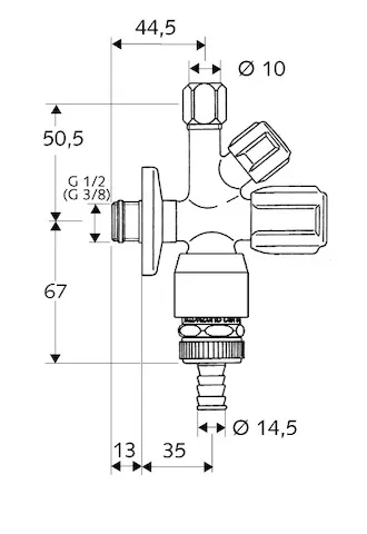 Kombi-Eckventil COMFORT, RFV im Abgang Geräteanschluss, RB im Abgang Geräteanschluss, DN 10 G 3/8 AG mit ASAG easy, Ø 10 mm (DN 10 G 3/8 AG), Schlauchverschraubung Ø 14,5 mm (DN 20 G 3/4 AG), chrom Kombi-Eckventil COMFORT, RFV im Abgang Geräteanschluss, RB im Abgang Geräteanschluss, DN 10 G 3/8 AG mit ASAG easy, Ø 10 mm (DN 10 G 3/8 AG), Schlauchverschraubung Ø 14,5 mm (DN 20 G 3/4 AG), chrom