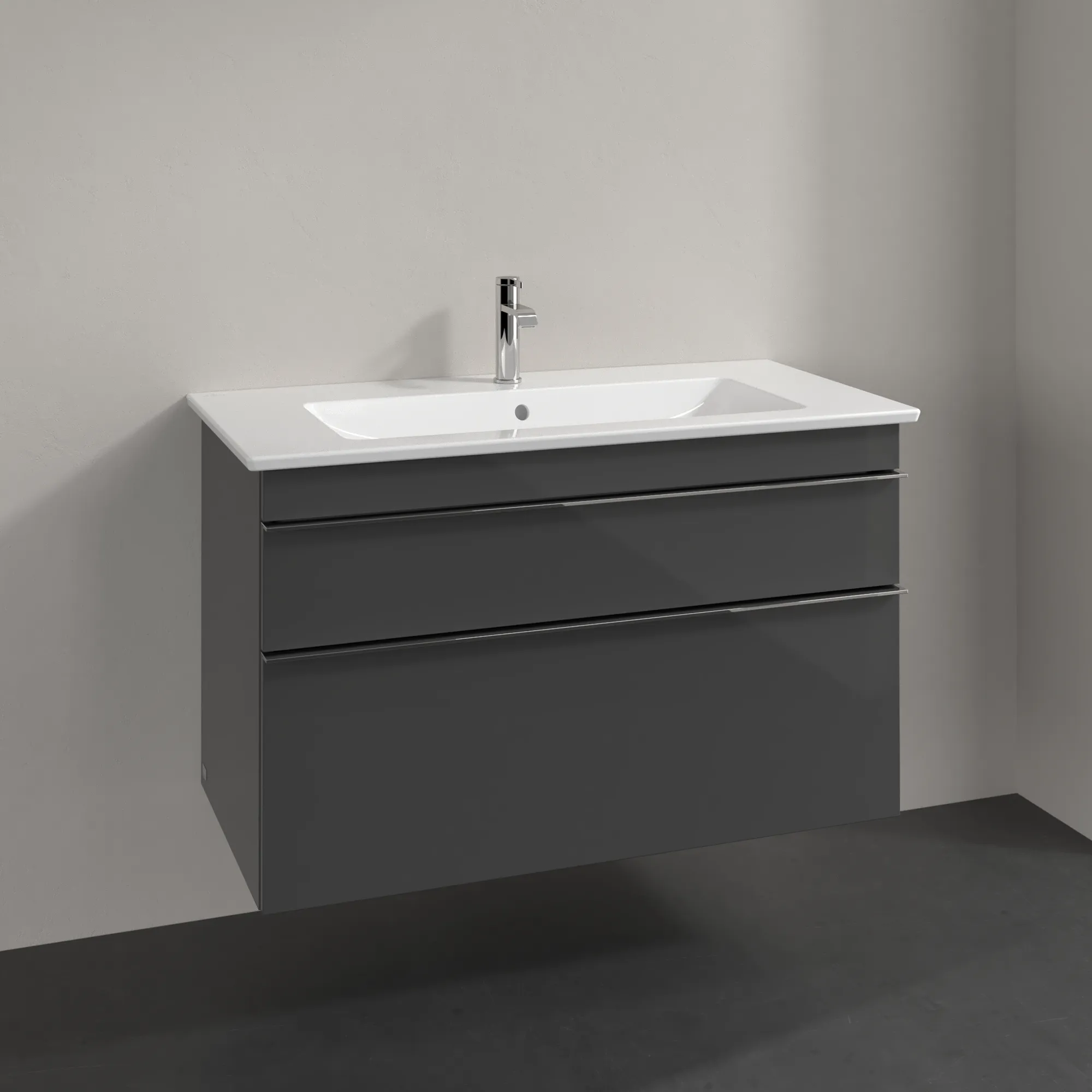 Villeroy & Boch Waschtischunterschrank „Venticello“ für Schrankwaschtisch 953 × 590 × 502 mm Glossy Grey, für Becken mittig