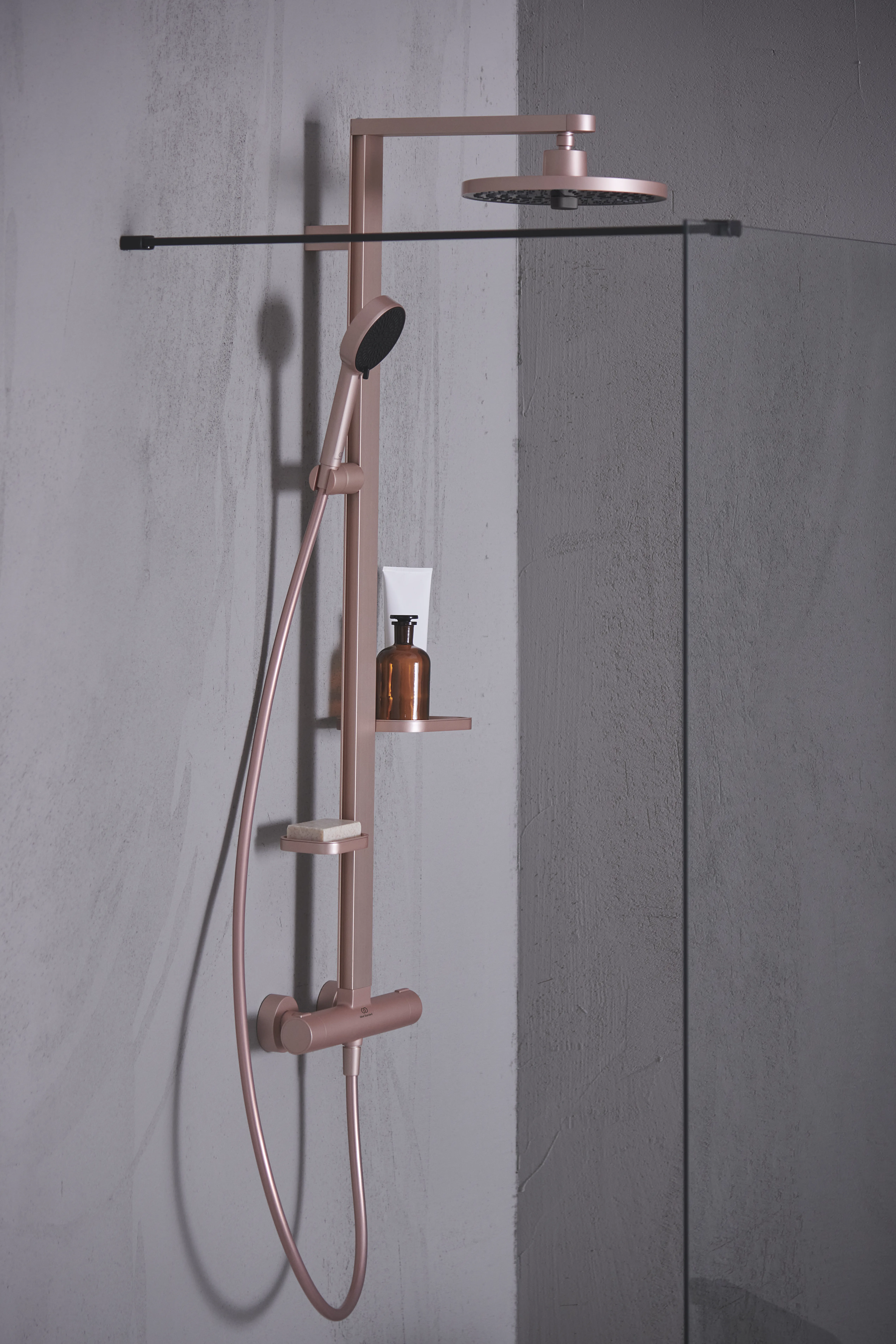Ideal Standard Ceratherm Alu+ Duschsystem mit Thermostat, 2 Handbrause & 2 Kopfbrause, Rosé Ideal Standard Ceratherm Alu+ Duschsystem mit Thermostat, 2 Handbrause & 2 Kopfbrause, Rosé