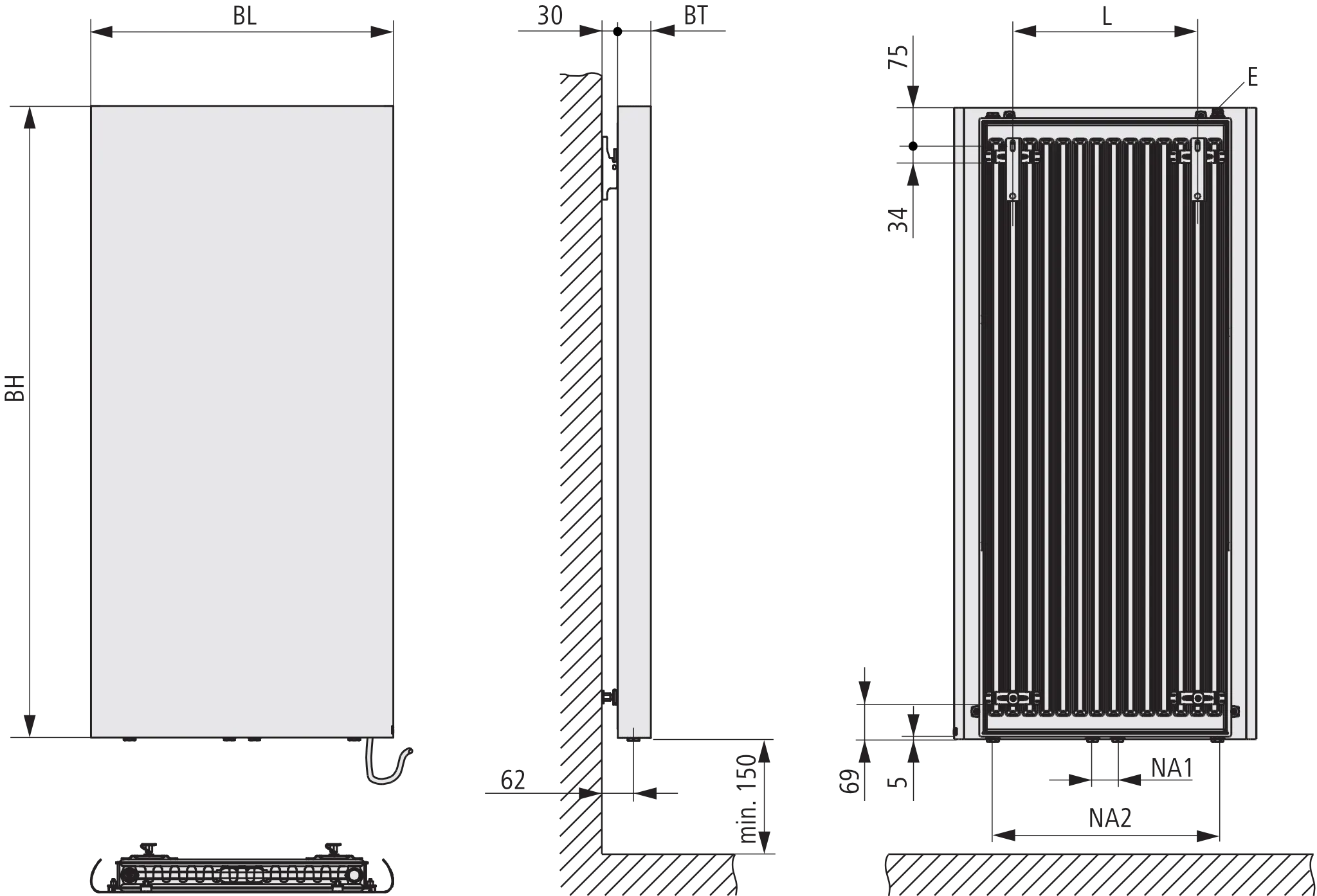 Kermi Design-Heizkörper „Pateo®“ 60 × 192,5 cm in Weiß