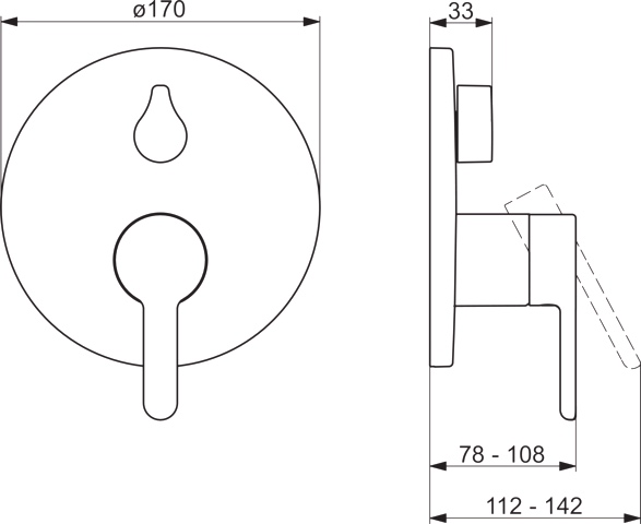 HA Einhebelmischer Fertigmontageset für Wanne/Brause HANSADESIGNO Style 8111 Rosette rund mit Sicherungseinrichtung