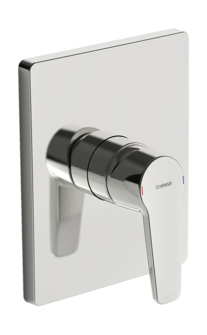 HansaPOLO Duscharmatur Hansapolo 2017 Einhebelmischer Fertigmontageset für Brausebatterie 8061 Rosette eckig Chrom