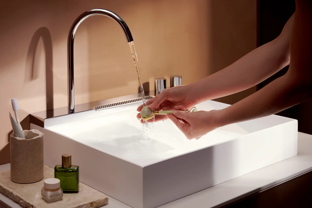 Hansgrohe Avalegra AquaUnit 58 cm, Chrom, matt, Aufsatz und wandhängend, 580x475x100 mm, Schwenkauslauf, Laminarstrahl & Rain, QuickClean+, Thermostatkartusche Hansgrohe Avalegra AquaUnit 58 cm, Chrom, matt, Aufsatz und wandhängend, 580x475x100 mm, Schwenkauslauf, Laminarstrahl & Rain, QuickClean+, Thermostatkartusche