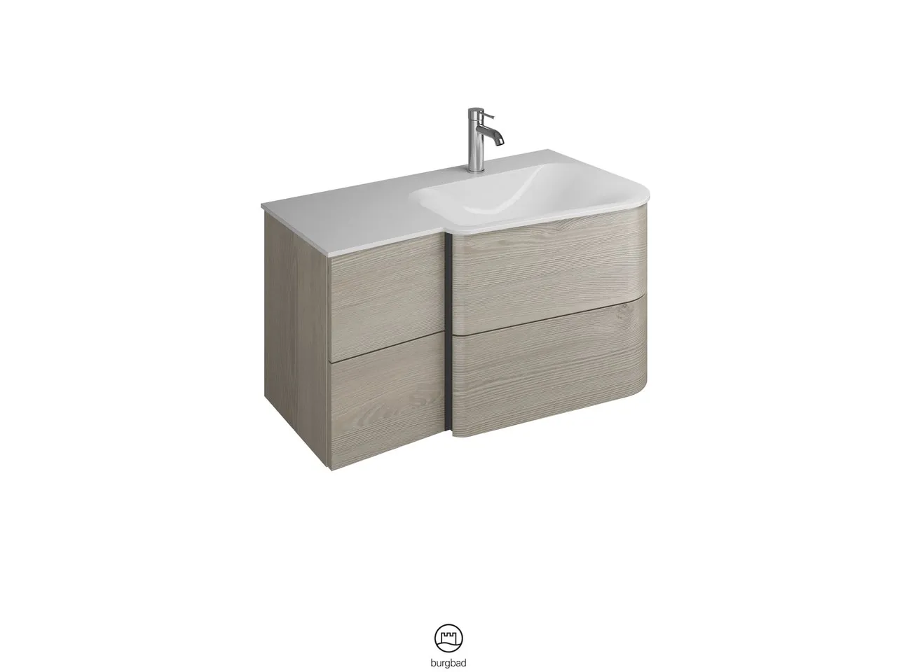 burgbad Badmöbelset „Badu“ Griffleiste, Anthrazit eloxiert, in Frassino Dekor burgbad Badmöbelset „Badu“ Griffleiste, Anthrazit eloxiert, in Frassino Dekor