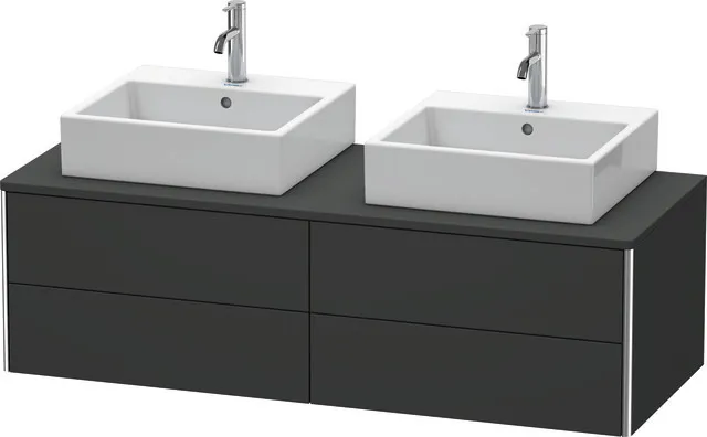 Duravit Waschtischunterschrank wandhängend „XSquare“ 140 × 40 × 54,8 cm Becken: links und rechts / Front- & Korpusfarbe: Graphit Supermatt / Größe: 140 × 54,8 × 40 cm / Oberfläche: Dekor / Profile: Chrom / Schubladen: 4 Duravit Waschtischunterschrank wandhängend „XSquare“ 140 × 40 × 54,8 cm Becken: links und rechts / Front- & Korpusfarbe: Graphit Supermatt / Größe: 140 × 54,8 × 40 cm / Oberfläche: Dekor / Profile: Chrom / Schubladen: 4