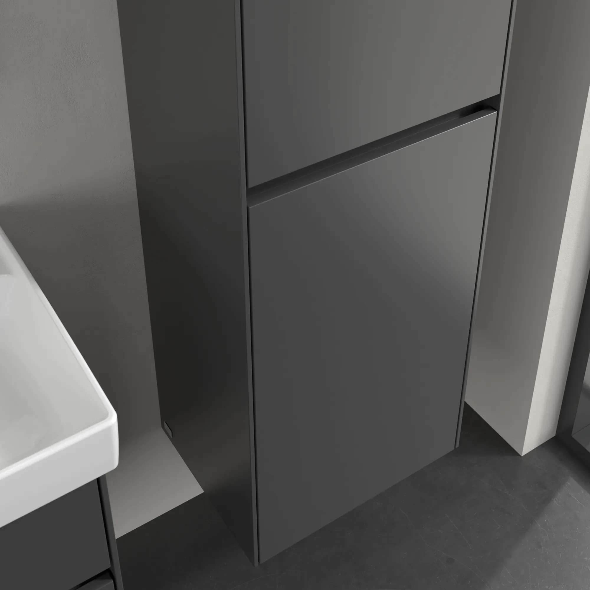 Villeroy & Boch Hochschrank mit Wäschekorb „Collaro“ 45,4 × 153,8 × 34,9 cm ohne Beleuchtung, Anschlag rechts, 1 Tür