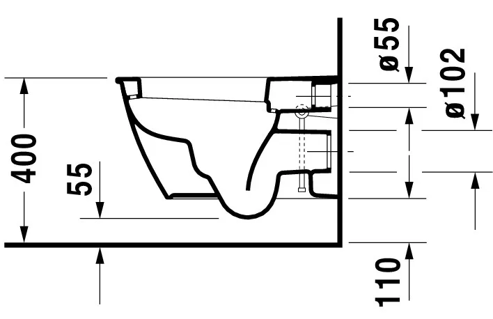 Wand-Tiefspül-WC „Darling New“ 36,5 × 34,5 × 54 cm, Befestigung verdeckt, mit Spülrand