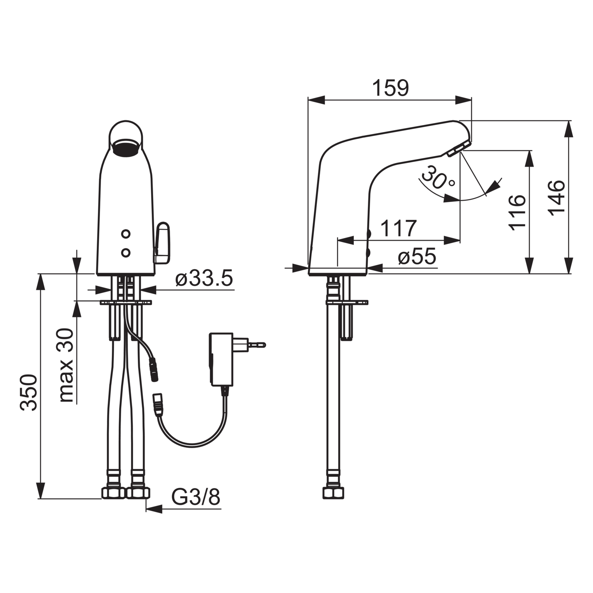 Hansa Waschtischarmatur, elektronisch „Medipro“ Ausladung 117 mm in Chrom Hansa Waschtischarmatur, elektronisch „Medipro“ Ausladung 117 mm in Chrom