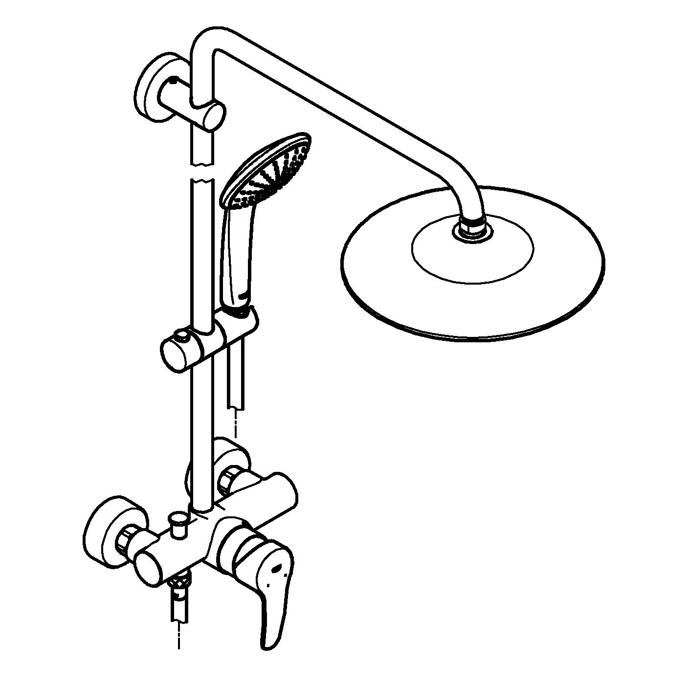 Duschsystem Euphoria System 260 27473_2, Aufputz-Einhand-Brausebatterie mit Umstellung, Wandmontage, 450 mm Duscharm, Kopfbrause Euphoria 260 (26457), Handbrause Euphoria 110 Massage (27239), chrom