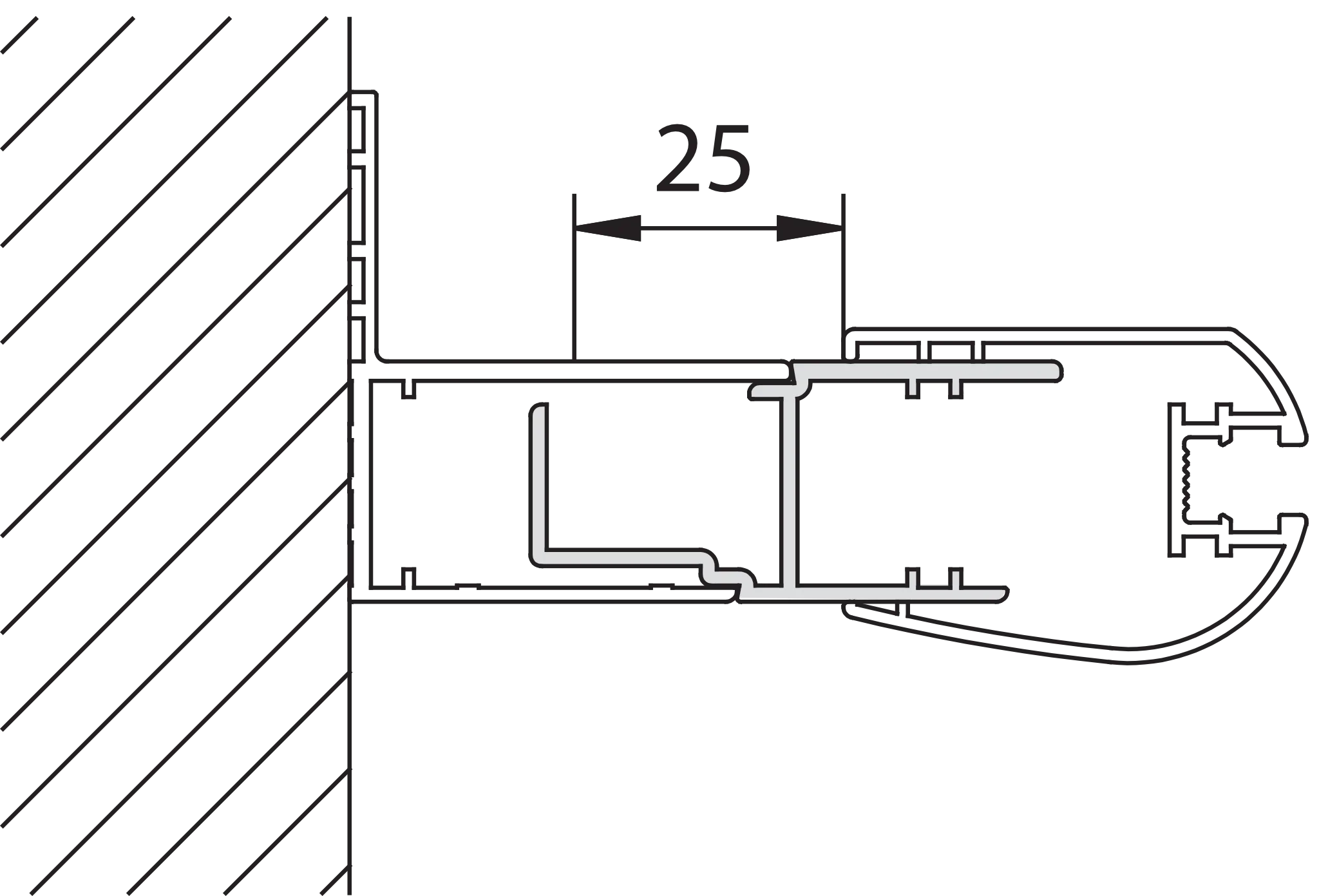 Kermi Duschdesign Stockverbreiterung „PEGA“ 1850 mm