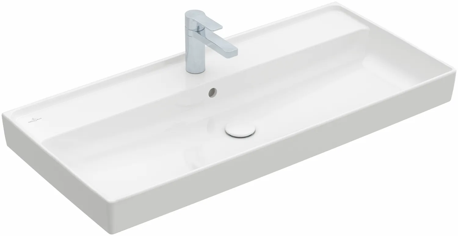 Villeroy & Boch Schrankwaschtisch aus TitanCeram „Collaro“ 1000 × 470 × 160 mm, mit Hahnlochbohrung, Hahnlochposition mittig in Weiß Alpin Villeroy & Boch Schrankwaschtisch aus TitanCeram „Collaro“ 1000 × 470 × 160 mm, mit Hahnlochbohrung, Hahnlochposition mittig in Weiß Alpin