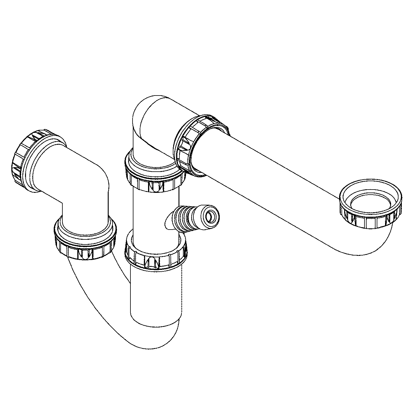 Siphon 42616, für Einbaupülen, Material Kunststoff, chrom