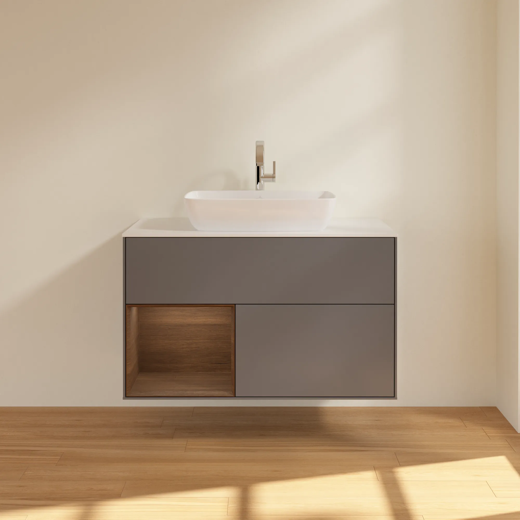 Villeroy & Boch Waschtischunterschrank „Finion“ für Schrankwaschtisch 1000 × 603 × 501 mm Anthracite Matt Lacquer, für Becken mittig, mit Hahnlochbohrung Villeroy & Boch Waschtischunterschrank „Finion“ für Schrankwaschtisch 1000 × 603 × 501 mm Anthracite Matt Lacquer, für Becken mittig, mit Hahnlochbohrung