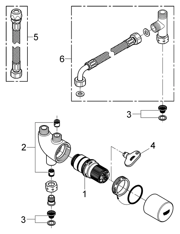 Thermischer Verbrühschutz/Untertischthermostat Grohtherm Micro 34487, chrom