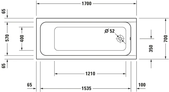 Duravit Whirlwanne „D-Code“ rechteck 170 × 70 cm, Fußablauf