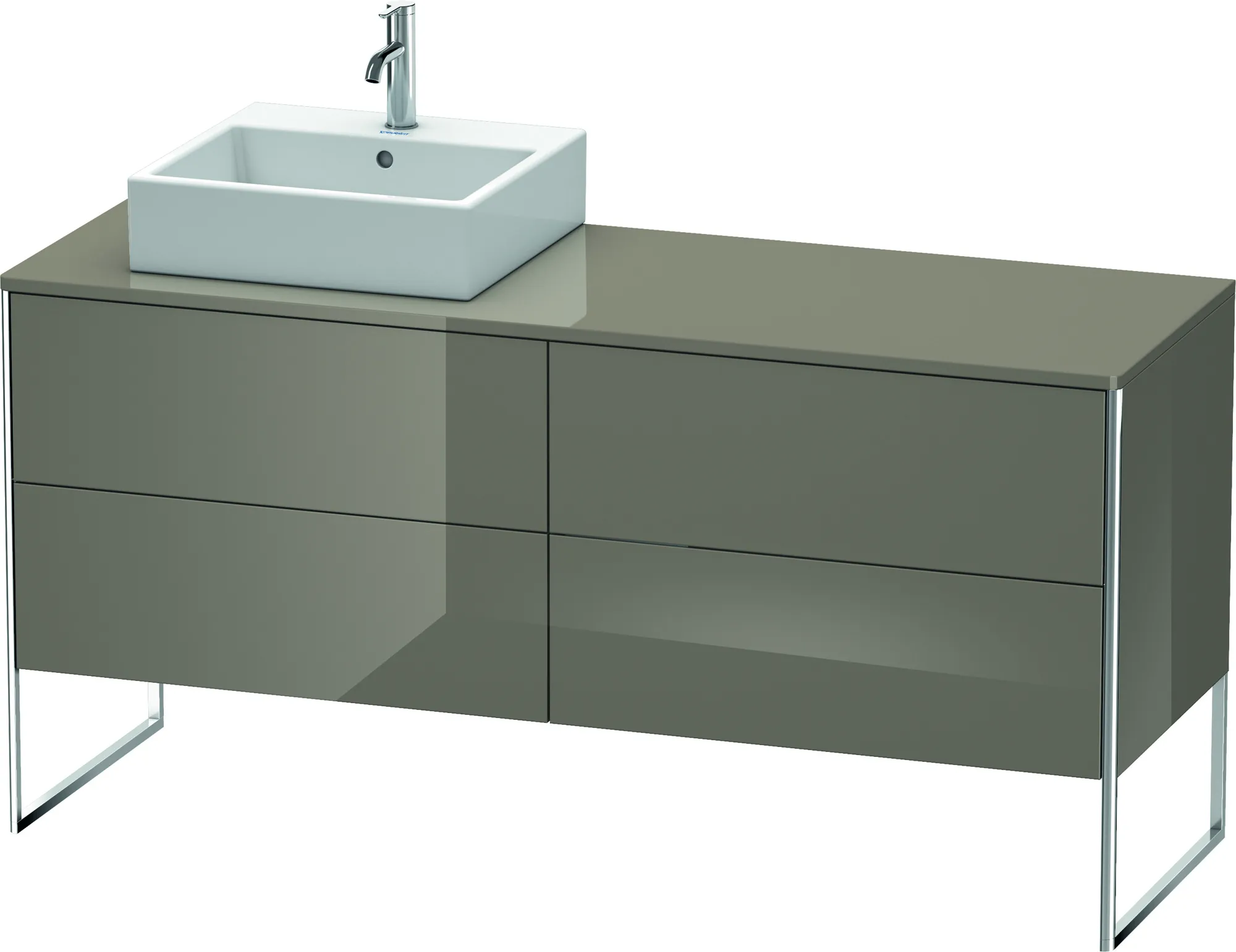 Duravit Waschtischunterschrank bodenstehend „XSquare“ 160 × 77,8 × 54,8 cm Flannel Grey Hochglanz