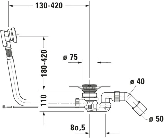 Duravit Ab- und Überlaufgarnitur für Badewannen mit Zulauf Modell 791226