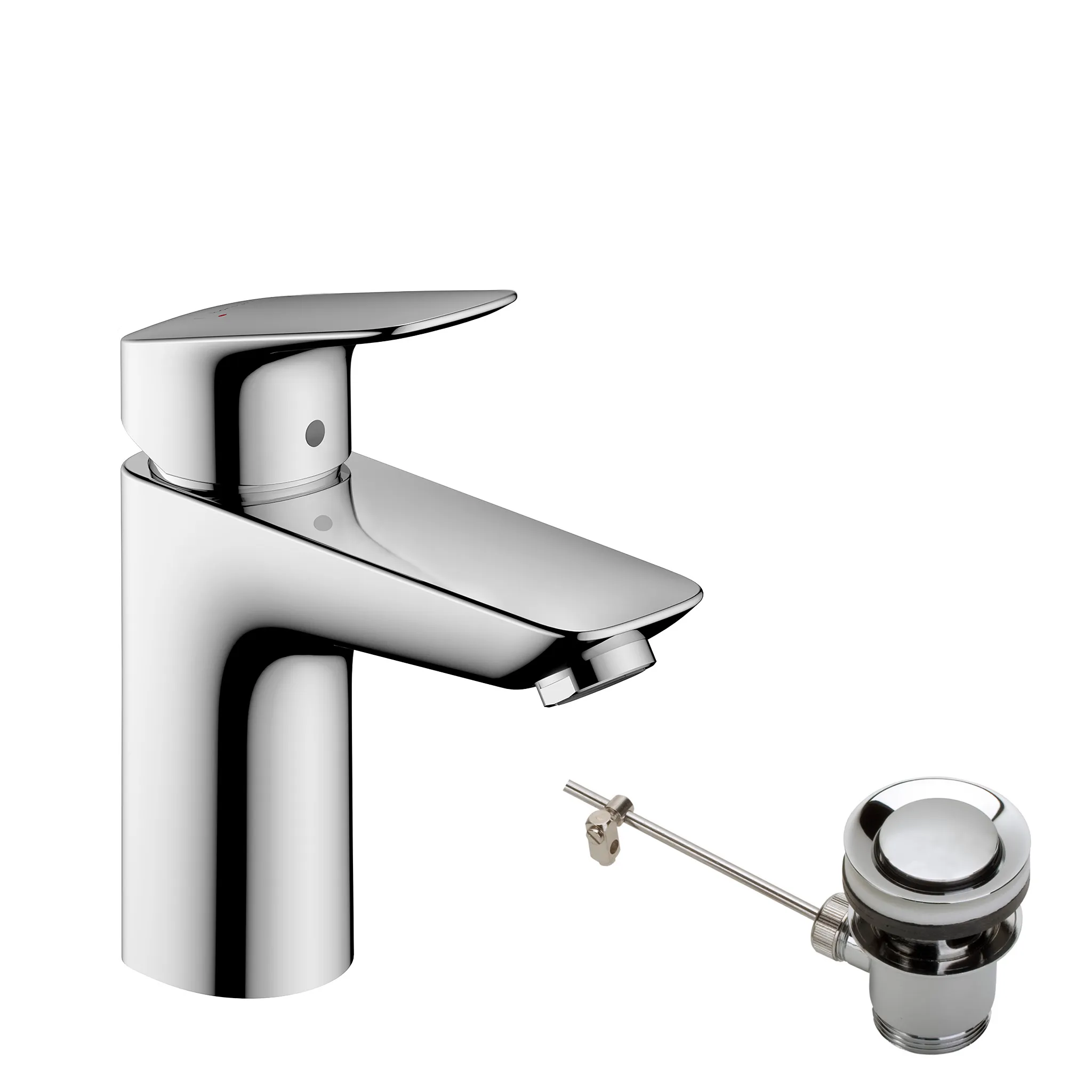 Waschtischmischer 100 Logis chrom mit Metall-Ablauf