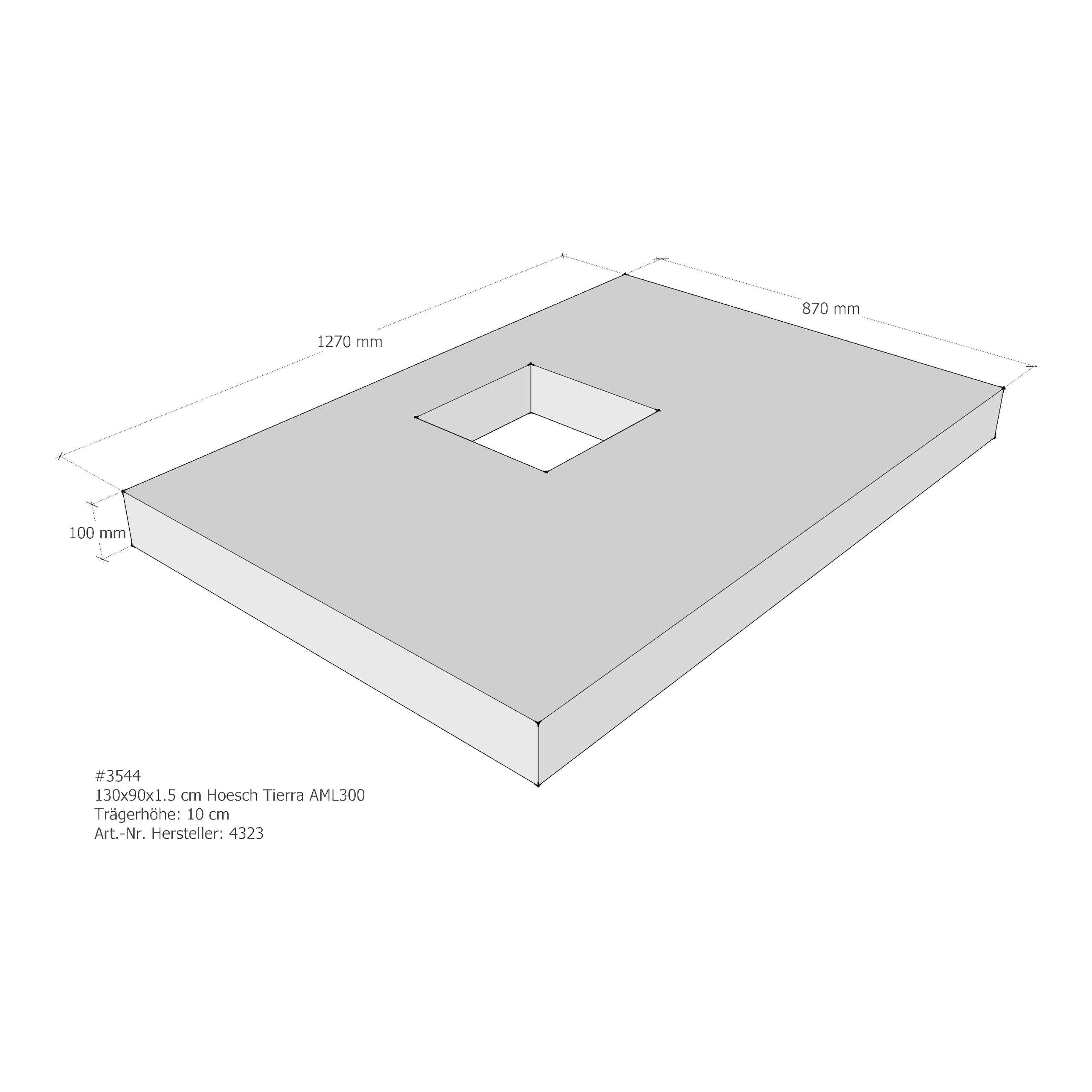 Duschwannenträger Hoesch Tierra 130x90x1,5 cm AML300