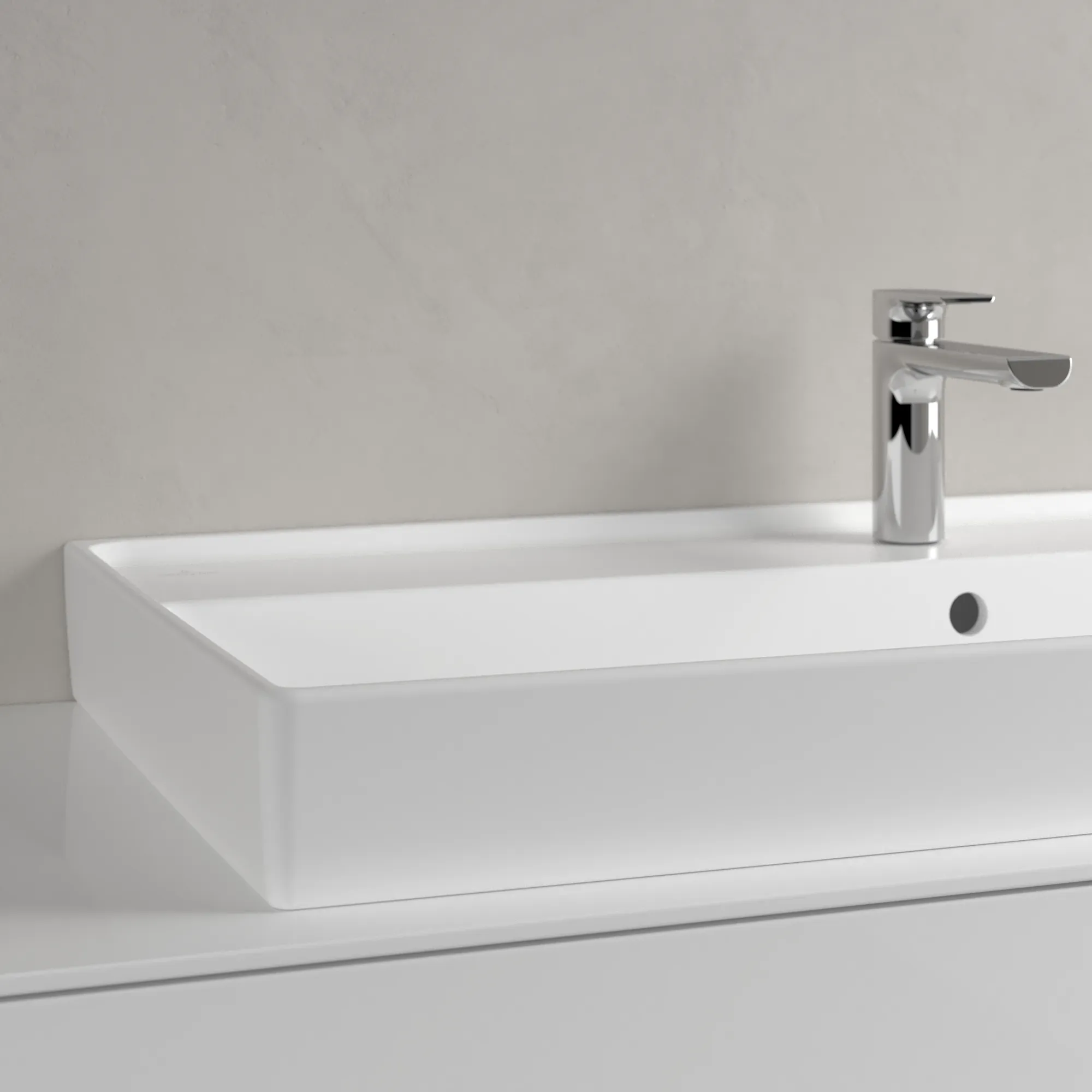 Villeroy & Boch Schrankwaschtisch aus TitanCeram geschliffen „Collaro“ 1000 × 470 × 160 mm, mit Hahnlochbohrung, Hahnlochposition mittig in Stone White