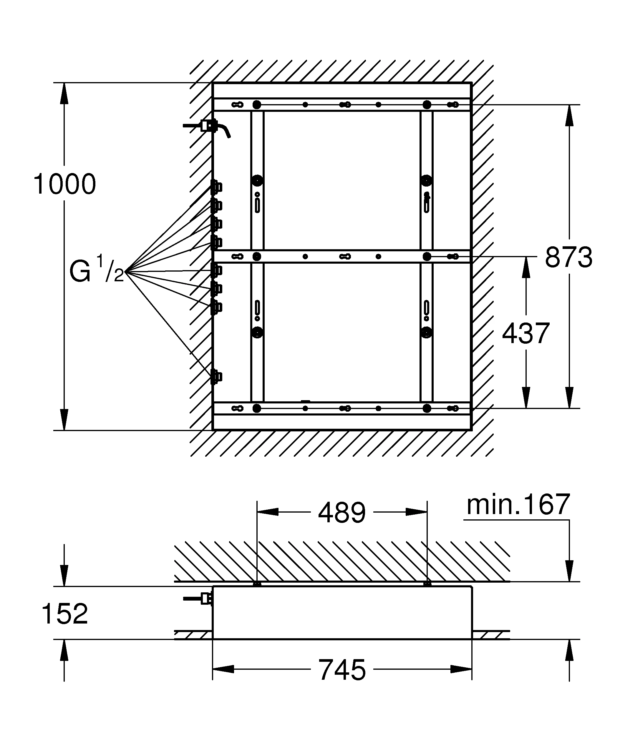 Rohbauset Rainshower Aqua 40" 26865, für den Einbau der Rainshower F-Series 40″ AquaSymphony Deckenbrause