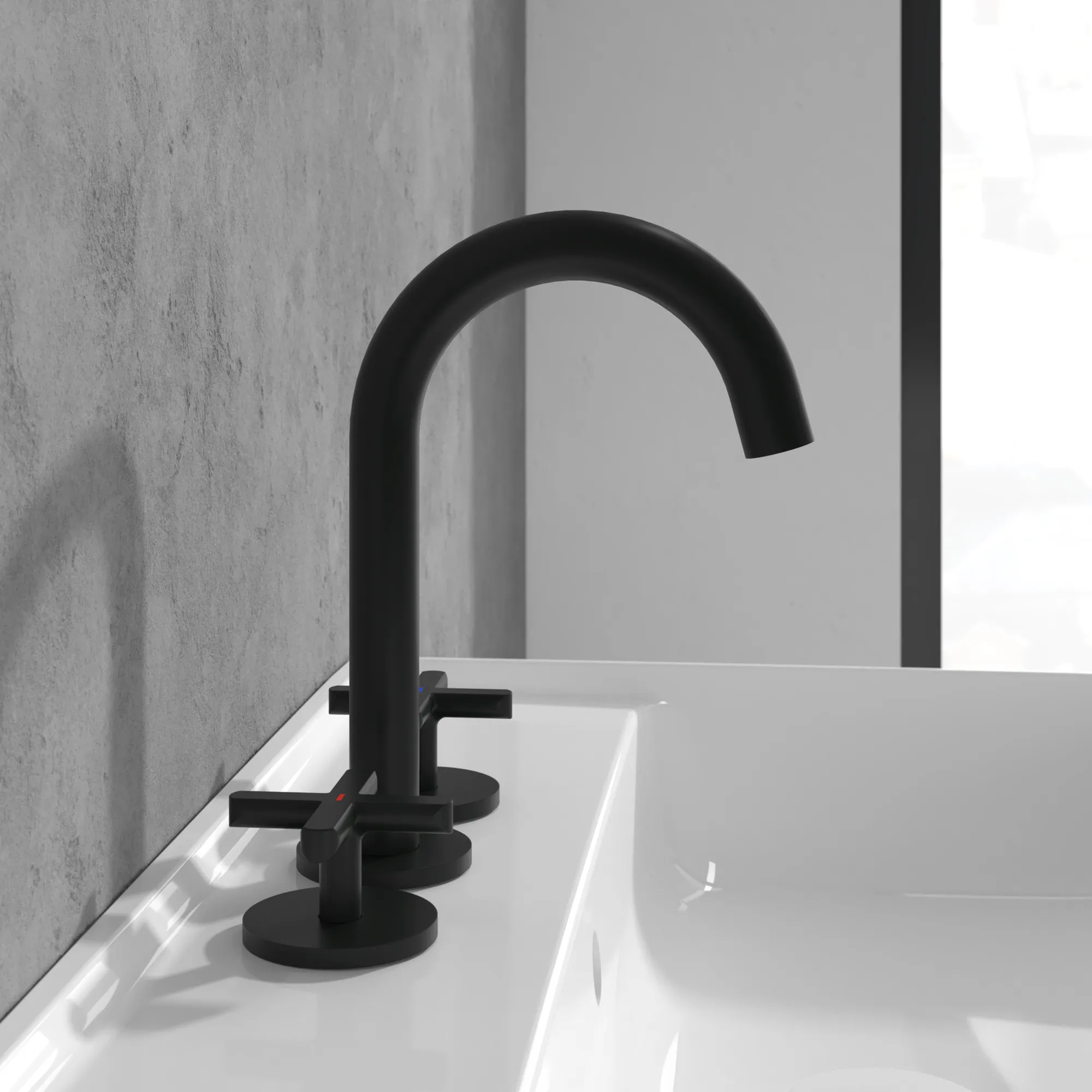 Villeroy & Boch Dreiloch-Waschtischarmatur Loop & Friends, 60x177x225mm, Matt Black Villeroy & Boch Dreiloch-Waschtischarmatur Loop & Friends, 60x177x225mm, Matt Black