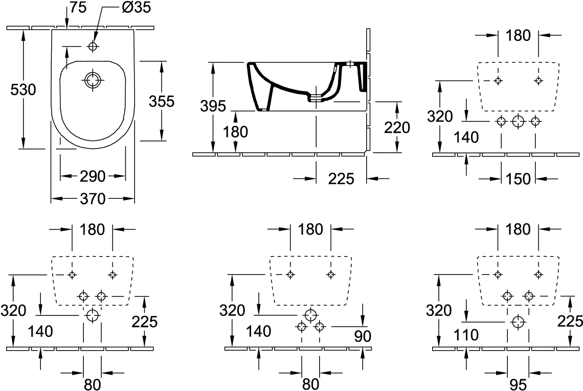 Villeroy & Boch Bidet „Avento“, Befestigung verdeckt 370 × 530 × 215 mm in Weiß Alpin Villeroy & Boch Bidet „Avento“, Befestigung verdeckt 370 × 530 × 215 mm in Weiß Alpin