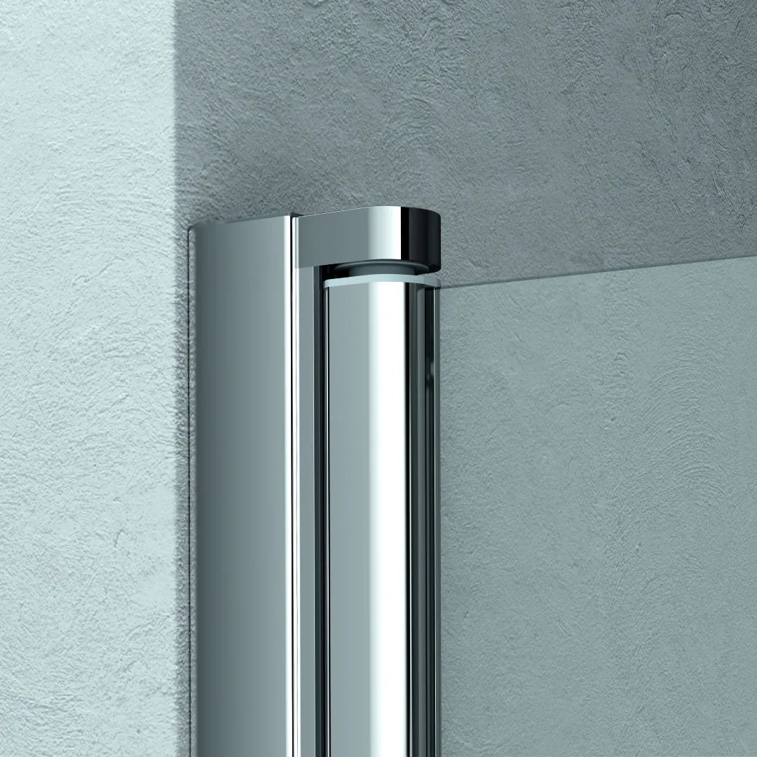 Kermi Duschtür Pendeltür 1-flügelig und Festfeld links „LIGA“ 185 cm Glas Klar, Profile Silber Hochglanz, Drehtür einteilig