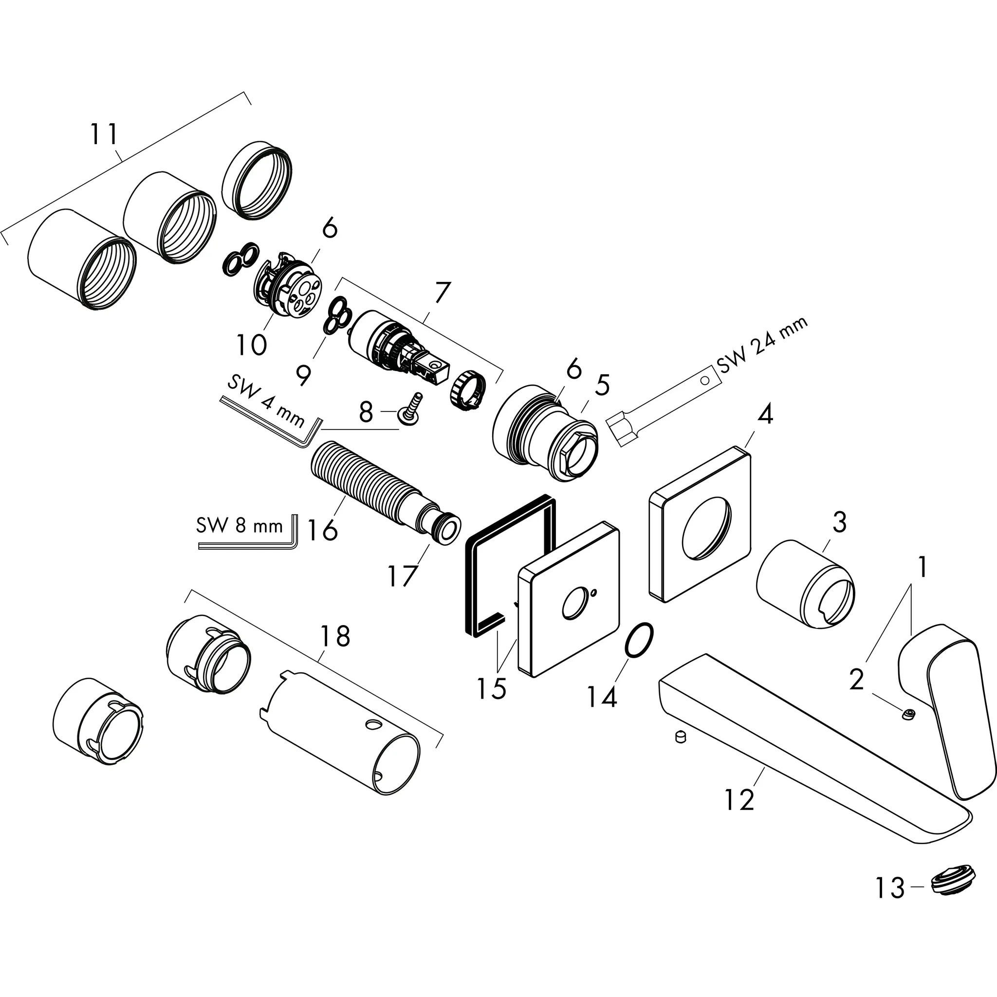 Hansgrohe Logis Einhebel-Waschtischmischer Unterputz Fine für Wandmontage mit Auslauf 20,6 cm, Chrom Hansgrohe Logis Einhebel-Waschtischmischer Unterputz Fine für Wandmontage mit Auslauf 20,6 cm, Chrom