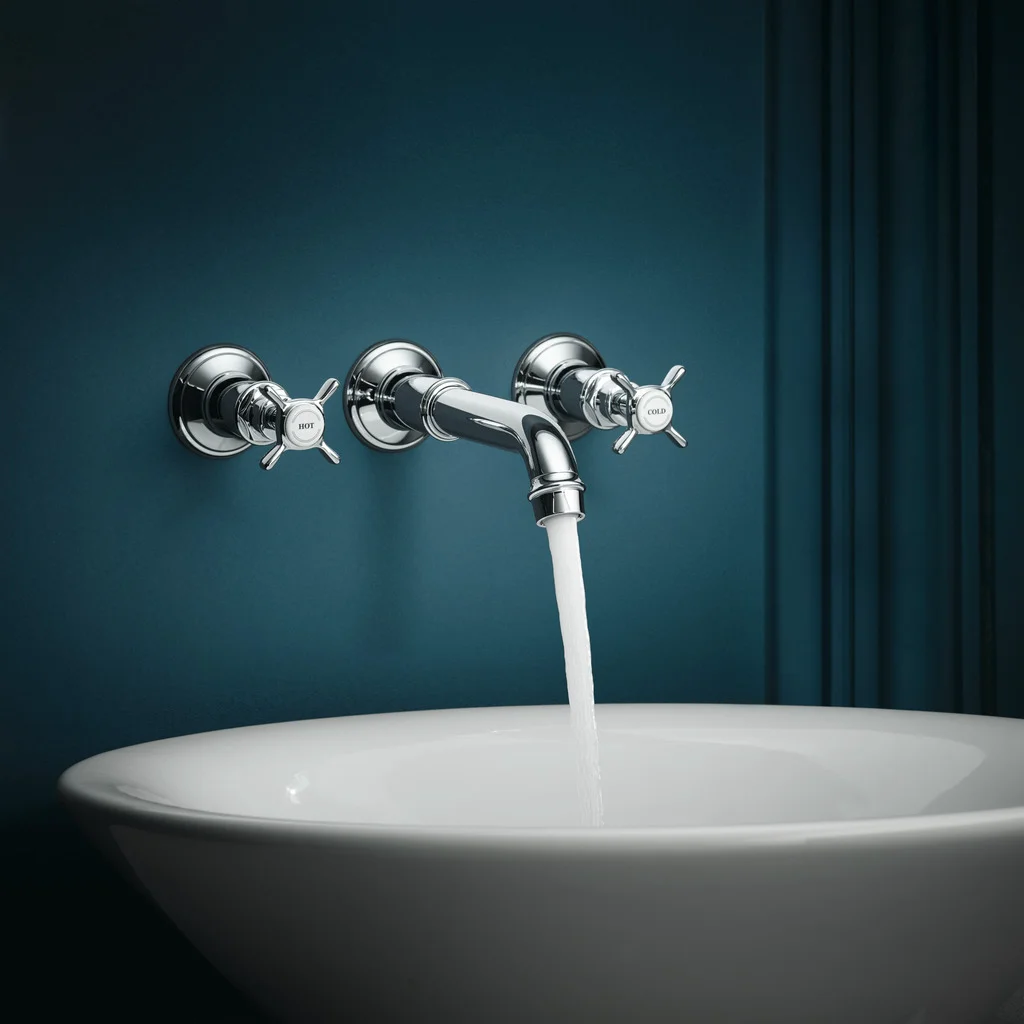 Hansgrohe AXOR Montreux 3-Loch Waschtischarmatur Unterputz, Chrom, Ausladung 225 mm, Kreuzgriff, Normalstrahl