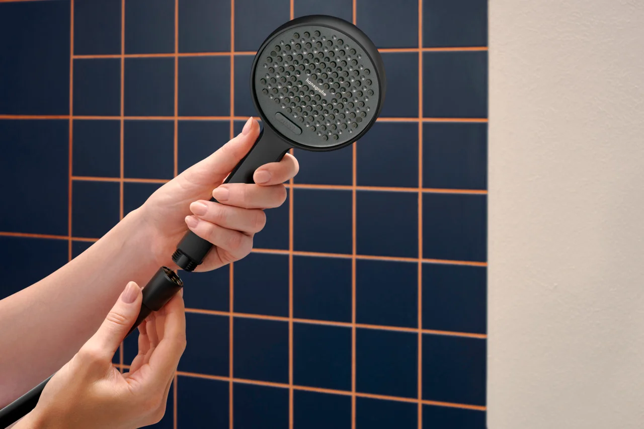 Hansgrohe Activera Select S Handbrause, 95 mm Brausekopfgröße, Rain & ImpactRain Strahl, mattschwarz, mit FlexPower und QuickClean+ Technologie