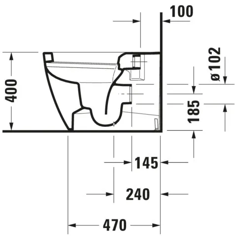 Stand-Tiefspül-WC back to wall „ME by Starck“ 37 × 40 × 60 cm in, Abgang waagerecht