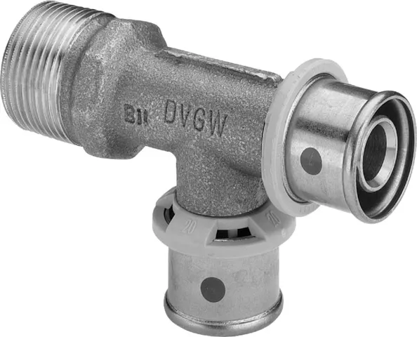 Viega „Sanfix P“ T-Stück mit 2 Muffen und Außengewinde 1/2″ × 16 mm × 16 mm Viega „Sanfix P“ T-Stück mit 2 Muffen und Außengewinde 1/2″ × 16 mm × 16 mm