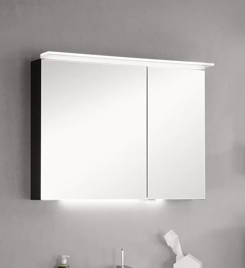 Laguna Spiegelschrank 2-türig mit offenem Fach „Magic“ 800 × 800 × 150 mm