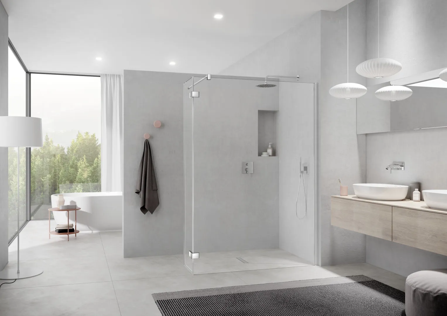 Kermi Duschdesign MENA, ME T1R/L, WALK-IN Wall mit beweglichem Flügel, Anschlag rechts, H 2000 mm Kermi Duschdesign MENA, ME T1R/L, WALK-IN Wall mit beweglichem Flügel, Anschlag rechts, H 2000 mm