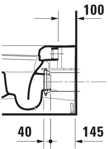 Stand-Tiefspül-WC back to wall „ME by Starck“ 37 × 40 × 60 cm in, Abgang waagerecht