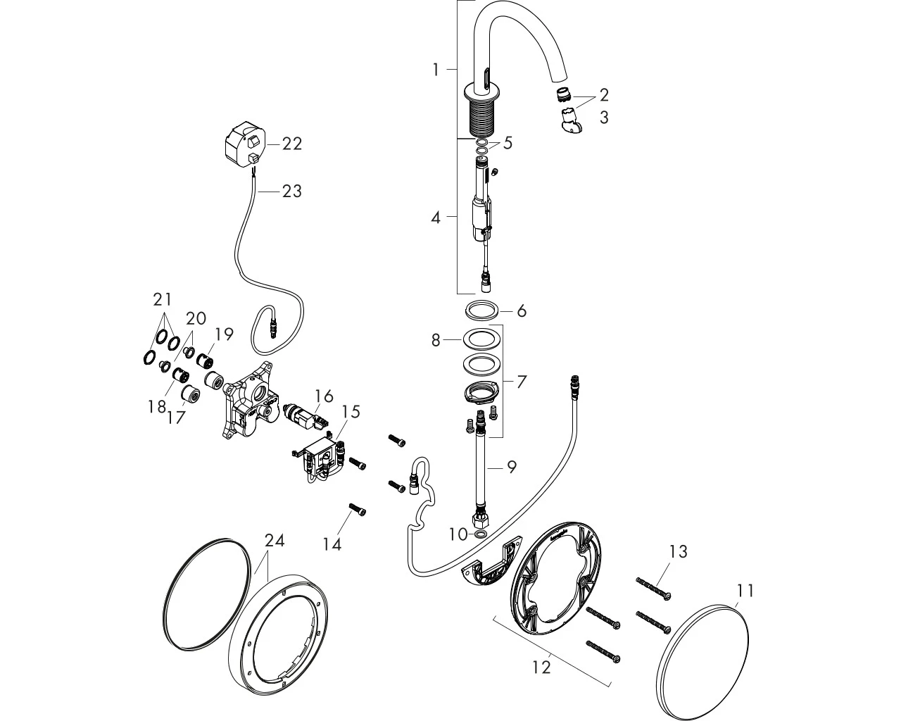 Waschtischmischer Elektronik Axor Uno chrom