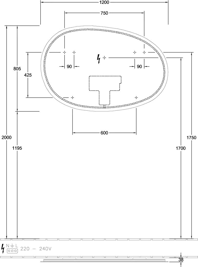 Villeroy & Boch Spiegel „Antao“ 120 × 80,5 cm, mit Beleuchtung