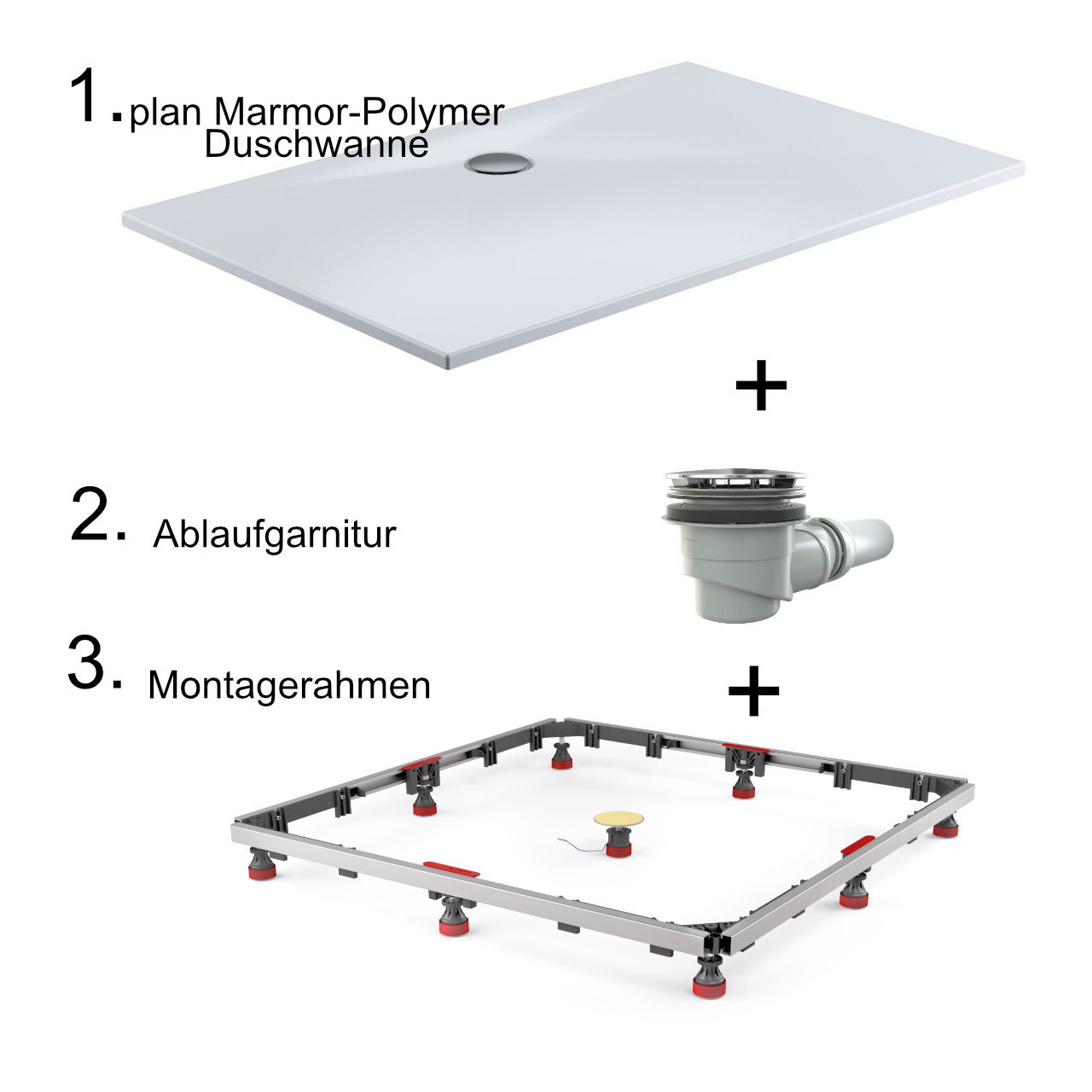 HSK rechteck Marmor-Polymer-Duschwanne „plan“ 80 × 100 cm