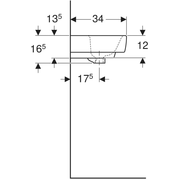 Wandwaschtisch „Renova Plan“, rechteckig 45 × 34 cm in weiß alpin