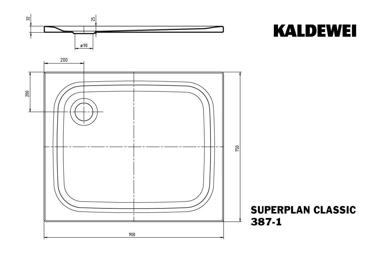 Kaldewei SUPERPLAN CLASSIC Duschfläche, 750x900 mm, warm grey 90, Invisible Grip Kaldewei SUPERPLAN CLASSIC Duschfläche, 750x900 mm, warm grey 90, Invisible Grip