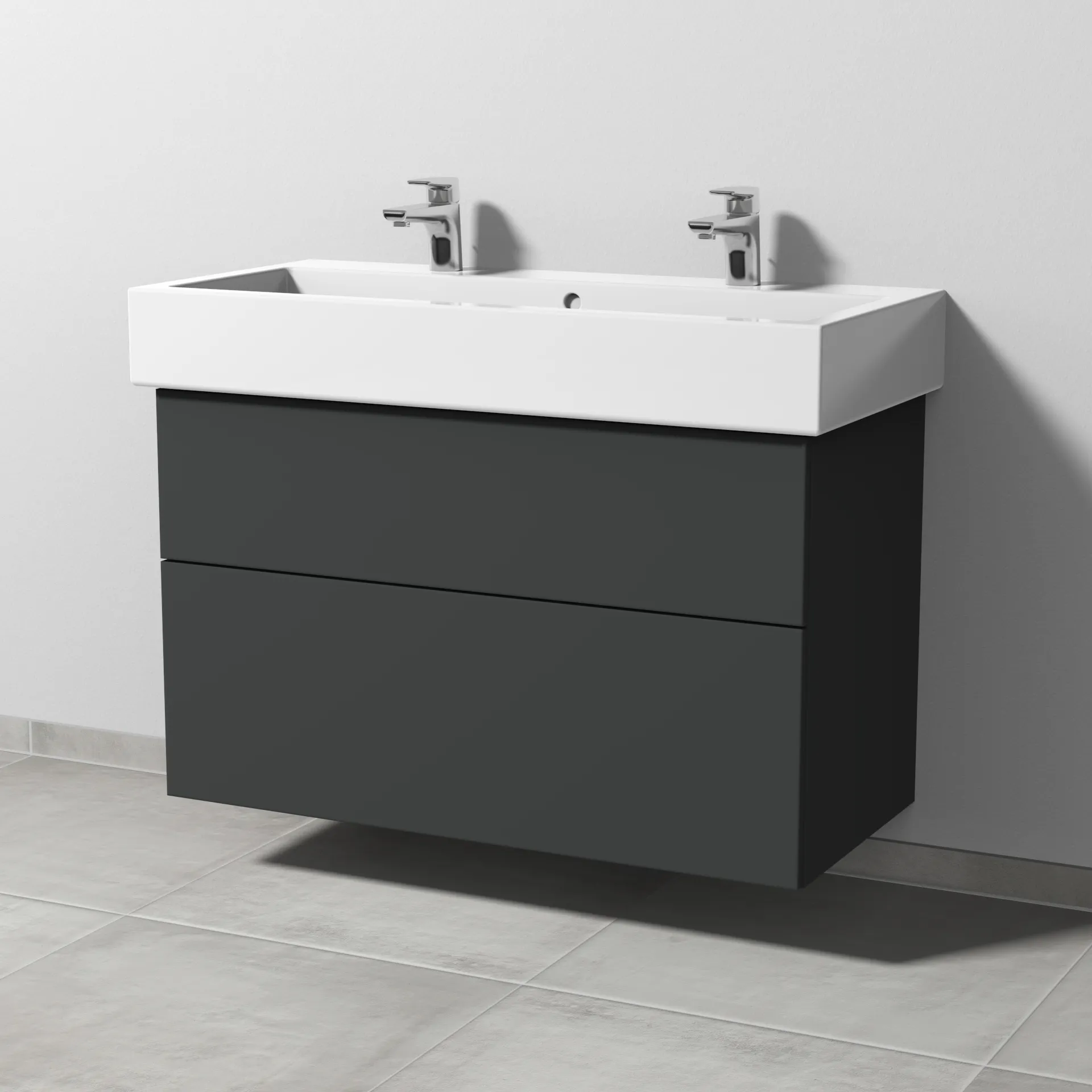 Sanipa Waschtischunterschrank „3way“ passend zu Keramik-Waschtische Vero von Duravit 950 × 593 × 447 mm in Graphit (matt)