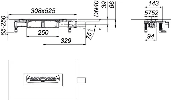 Ablaufgehäuse DallFlex Plan, DN 40 Ablaufgehäuse DallFlex Plan, DN 40