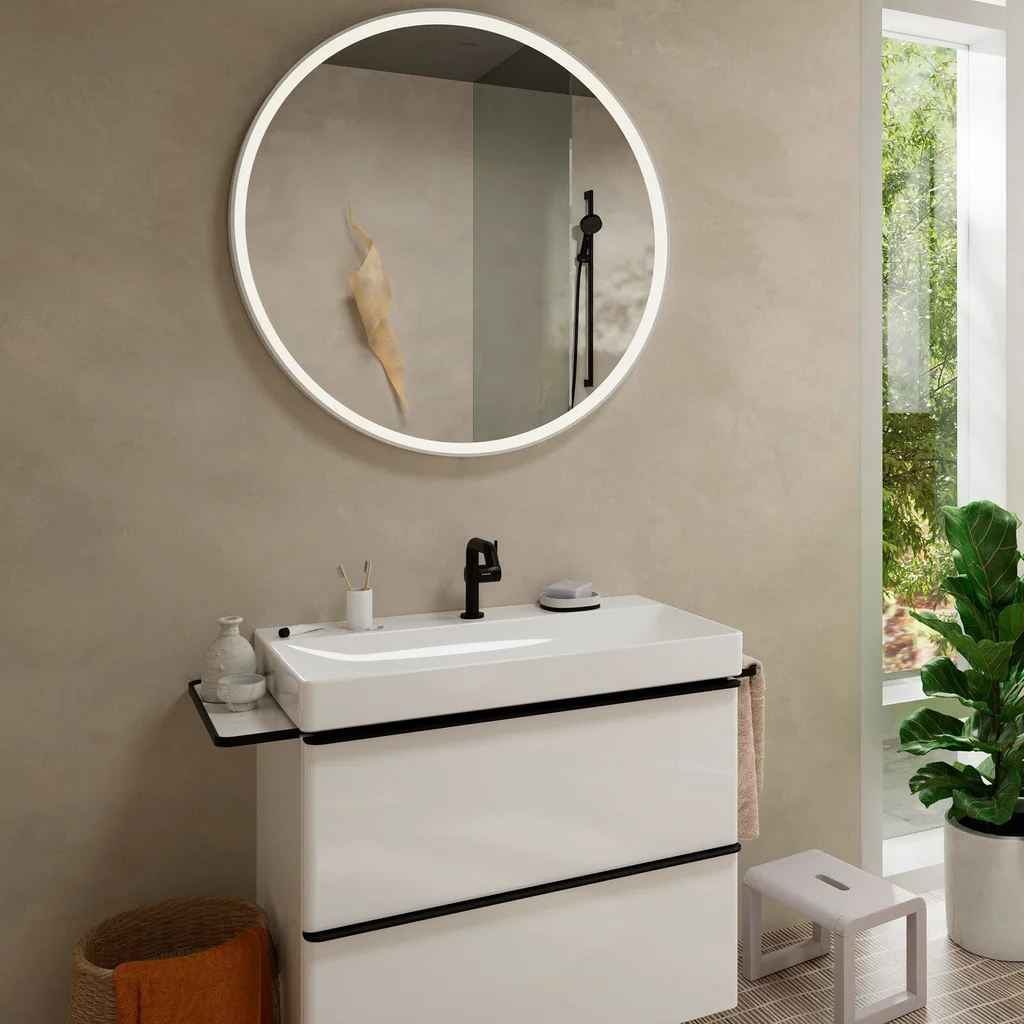 Hansgrohe Tecturis S Einhebel-Waschtischmischer 110 Fine CoolStart EcoSmart+ mit Push-Open Ablaufgarnitur, Mattschwarz