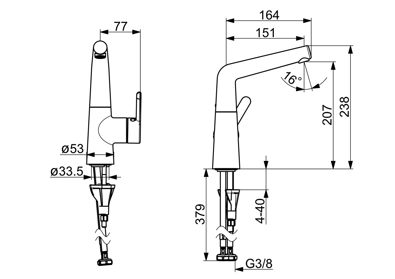 HansaDESIGNO Style Waschtischarmatur 5149 Ausladung 150 mm DN15 Chrom