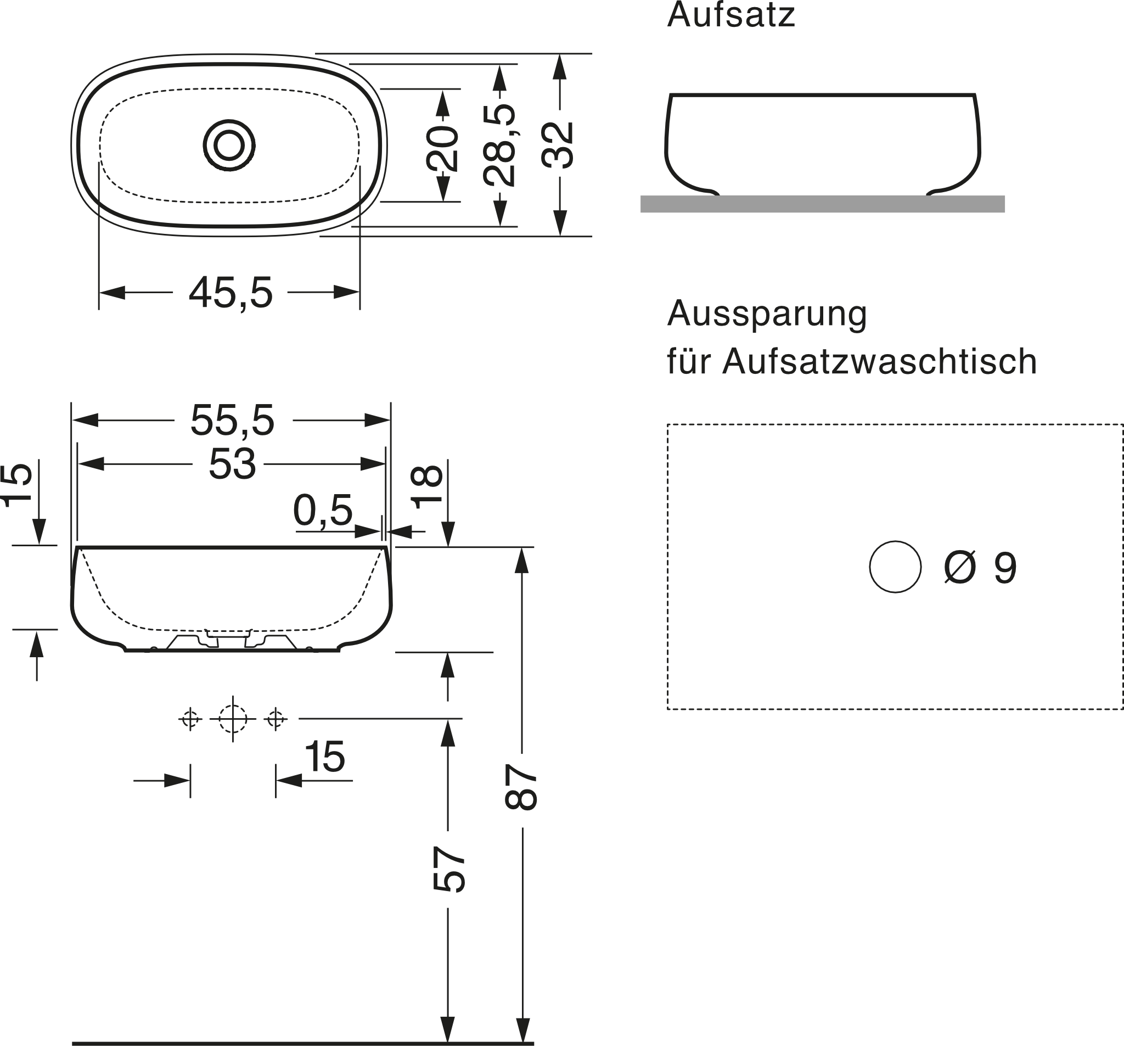 repaBAD Aufsatzwaschtisch „Seed“ 555 × 320 × 180 mm in Weiß