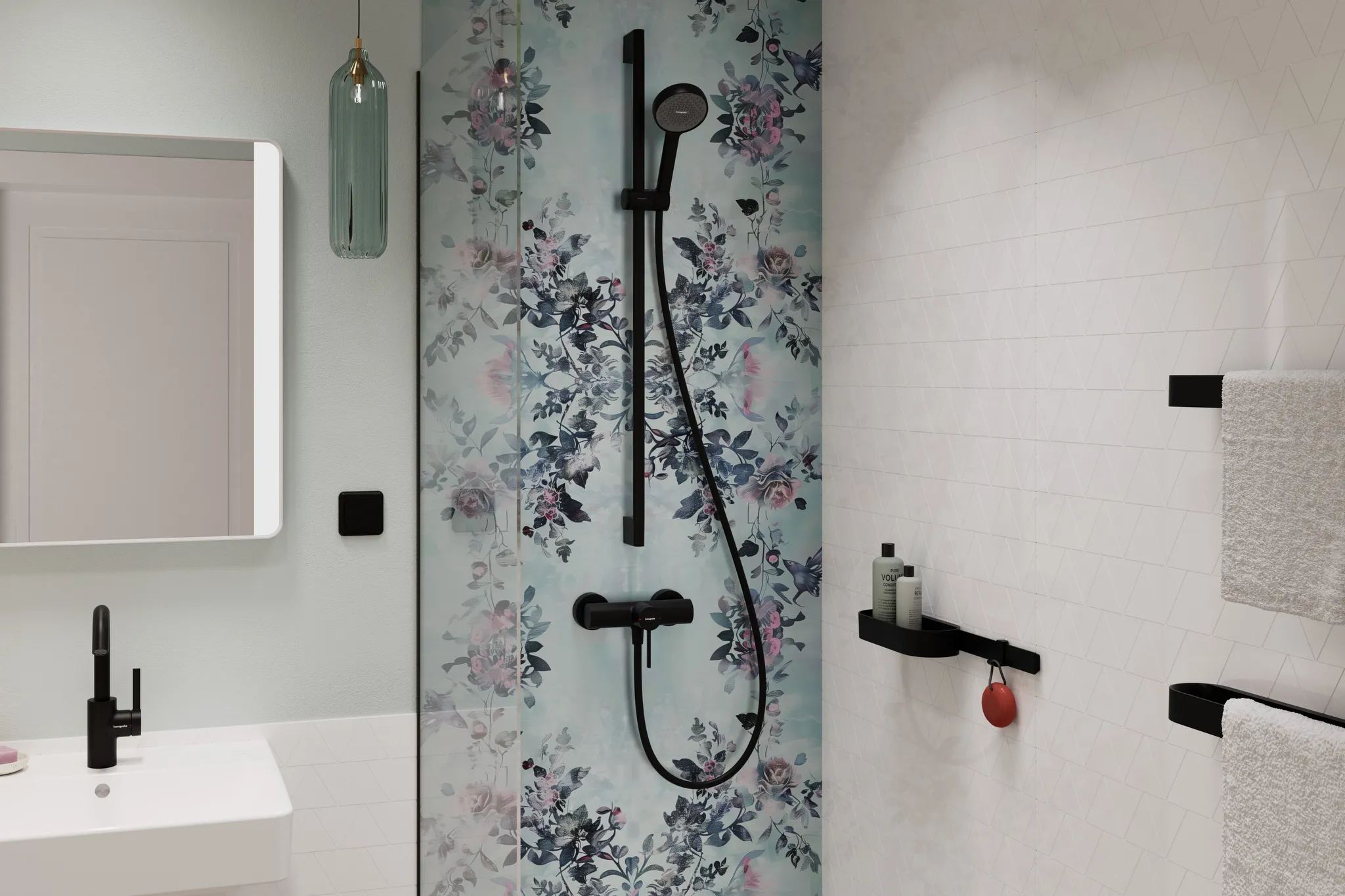 Hansgrohe Activera S Brauseset 95 1jet EcoSmart, mattschwarz, Brausestange 90 cm, Rain Strahl, FlexPower, QuickClean+, Durchflussregler 8 l/min, Mindestflieβdruck 0,5 bar