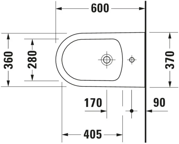 Duravit Stand-Bidet back to wall „ME by Starck“, Befestigung sichtbar 37 × 60 × 40 cm in Weiß Hochglanz