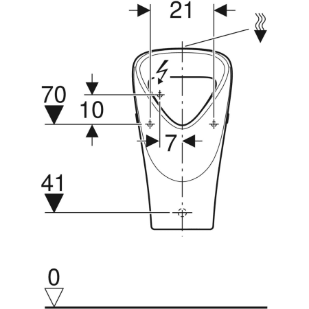 Urinal trigonal „Renova“, Zulauf von oben, Befestigung verdeckt, ohne Zielobjekt 33 × 60 × 30 cm in weiß alpin Urinal trigonal „Renova“, Zulauf von oben, Befestigung verdeckt, ohne Zielobjekt 33 × 60 × 30 cm in weiß alpin